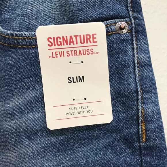 Signature Levis Strauss Jeans Mens 32x30 Slim Fit Blue Stretch Denim Super Flex - Picture 2 of 12